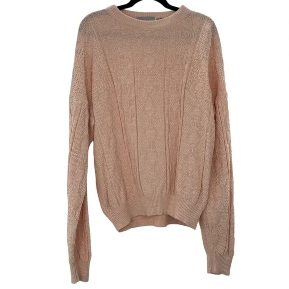 Mcgregor Women's Pink Textured Knit Vintage Crewneck Pullover Sweater Size XL - Picture 2 of 9
